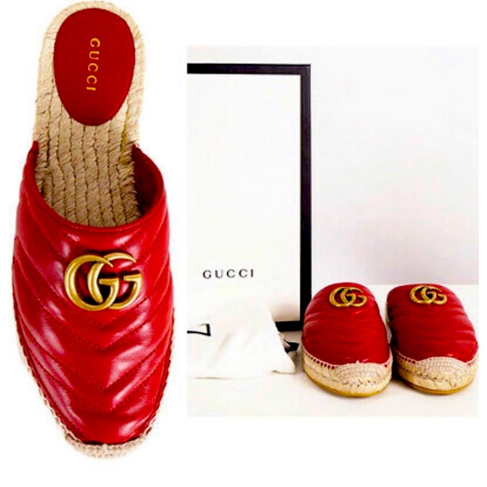 gucci nappa marmont espadrille slippers RED COLOR brand new in the box.